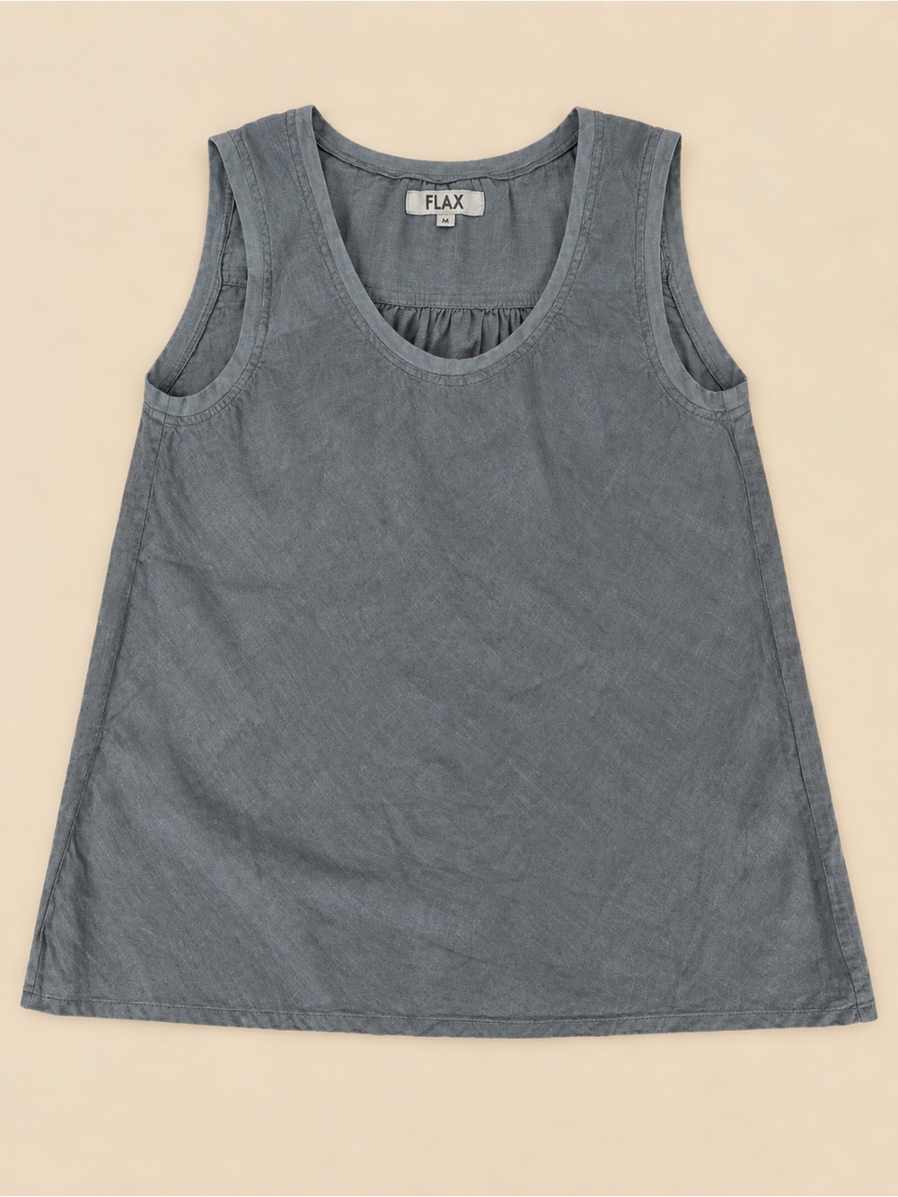 FLAX Linen Scoop Neck Tank Top in Slate Gray
